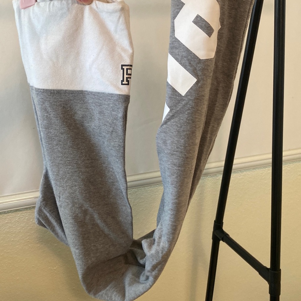 Grey and white yoga pants